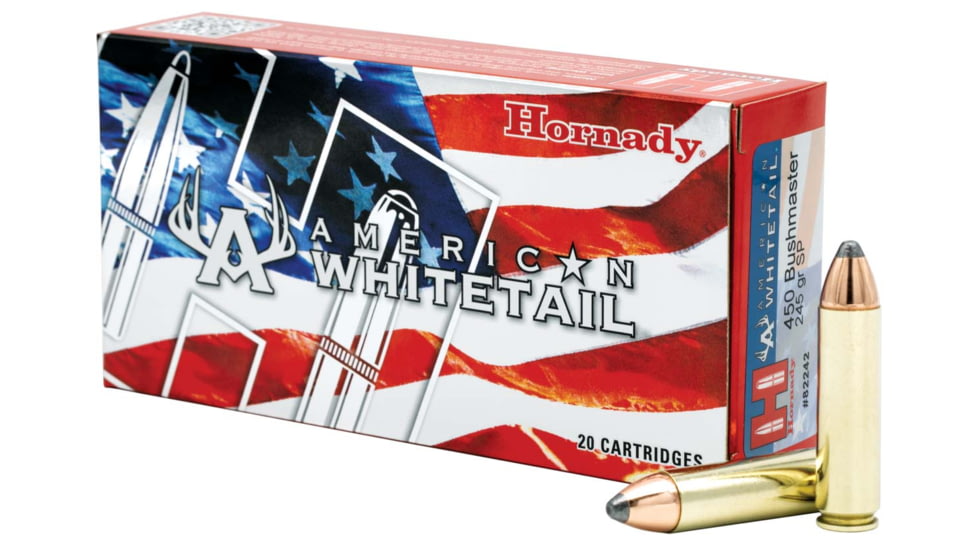 Hornady American Whitetail .450 Bushmaster 245 grain InterLock SP Brass Cased Centerfire Rifle Ammo, 20 Rounds, 82242