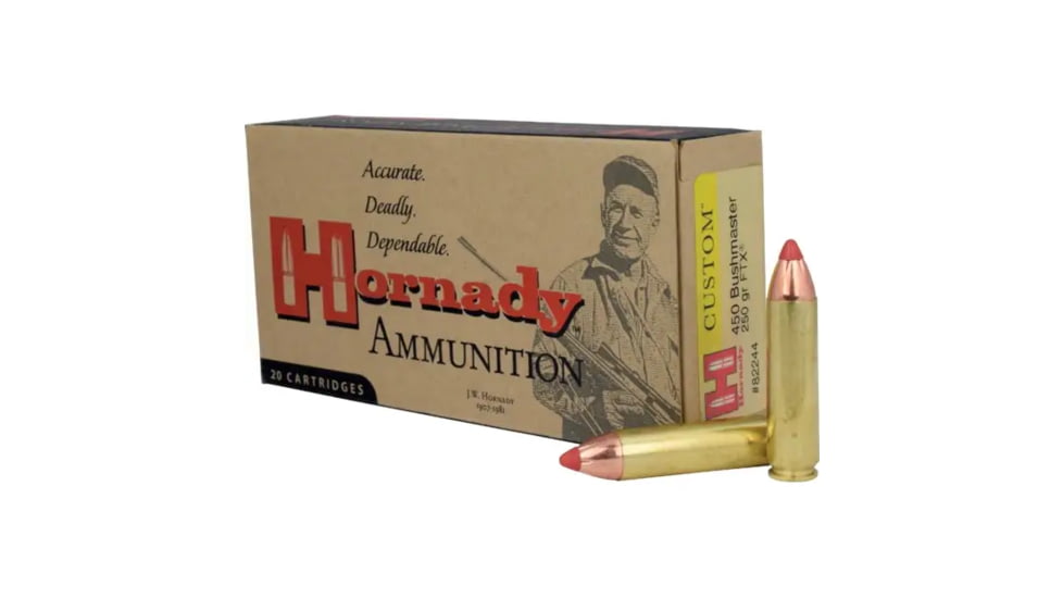 Hornady American Whitetail Tipped 450 Bushmaster 250 Grain FTX Brass Cased Rifle Ammo, 20 Rounds, 82244