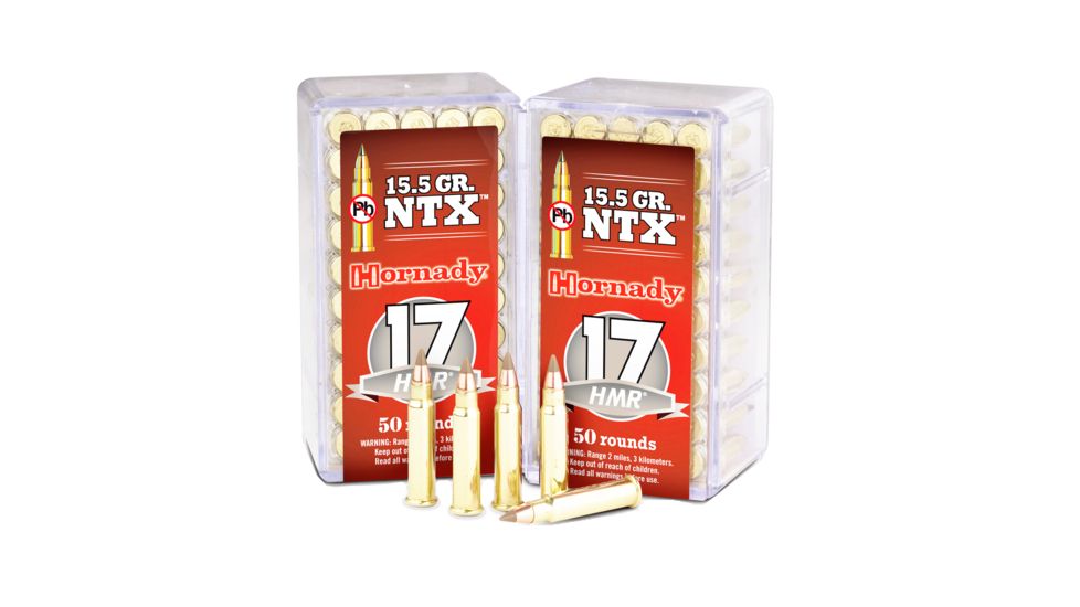 Hornady Varmint Express Rimfire .17 Hornady Magnum Rimfire 15.5 grain NTX Brass Cased Rimfire Ammo, 50 Rounds, 83171