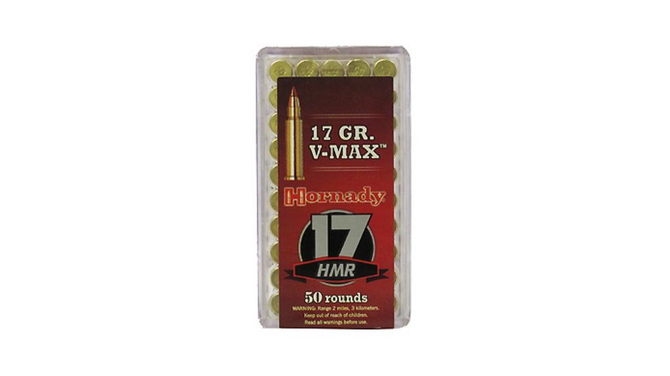 Hornady Varmint Express Rimfire .17 Hornady Magnum Rimfire 17 grain V-MAX Brass Cased Rimfire Ammo, 50 Rounds, 83170