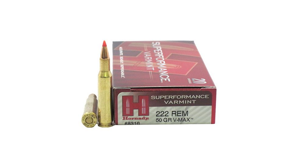 Hornady Superformance .222 Remington 50 grain V-MAX Brass Cased Centerfire Rifle Ammo, 20 Rounds, 8316