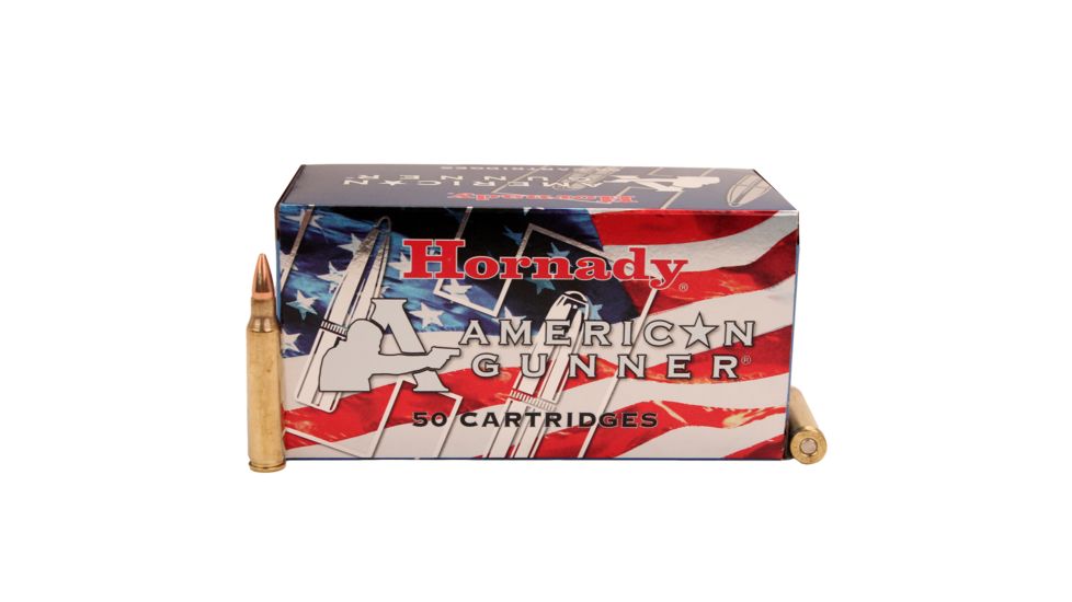 Hornady American Gunner .223 Remington 55 grain Hollow Point Brass Cased Centerfire Rifle Ammo, 50 Rounds, 80237