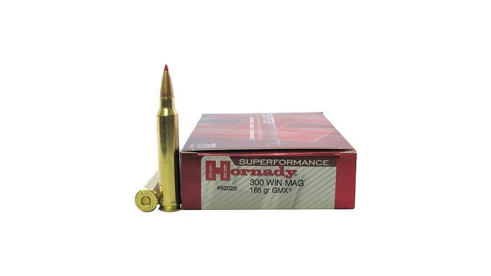 Hornady Superformance .300 Winchester Magnum 165 grain Gilding Metal eXpanding Brass Cased Centerfire Rifle Ammo, 20 Rounds, 82026
