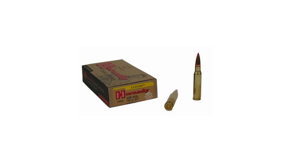 Hornady Custom .308 Winchester 150 grain Super Shock Tip Brass Cased Centerfire Rifle Ammo, 20 Rounds, 8093
