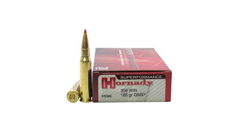 Hornady Superformance .308 Winchester 165 grain Gilding Metal eXpanding Brass Cased Centerfire Rifle Ammo, 20 Rounds, 8099