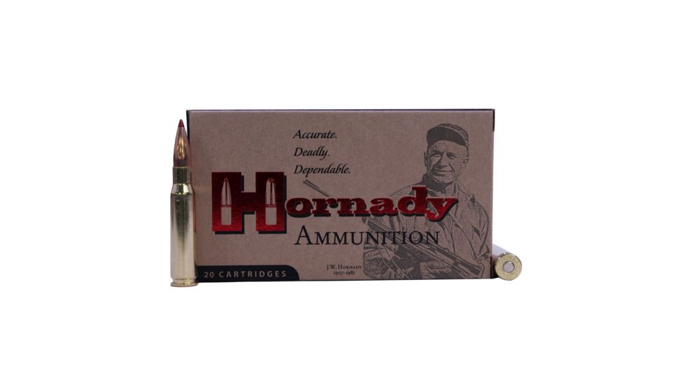 Hornady Match .308 Winchester 168 grain Extremely Low Drag Match Brass Cased Centerfire Rifle Ammo, 20 Rounds, 80966