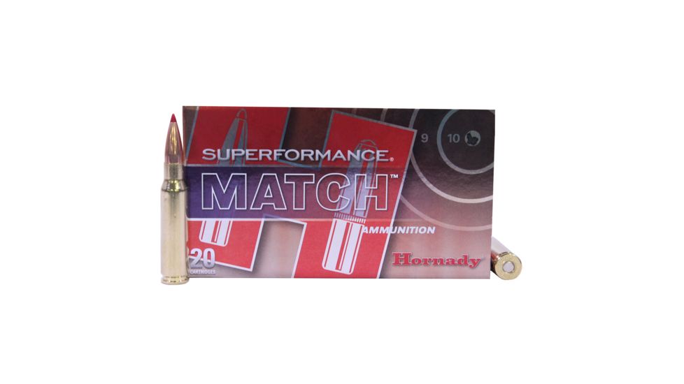 Hornady Superformance .308 Winchester 168 grain Extremely Low Drag Match Brass Cased Centerfire Rifle Ammo, 20 Rounds, 80963