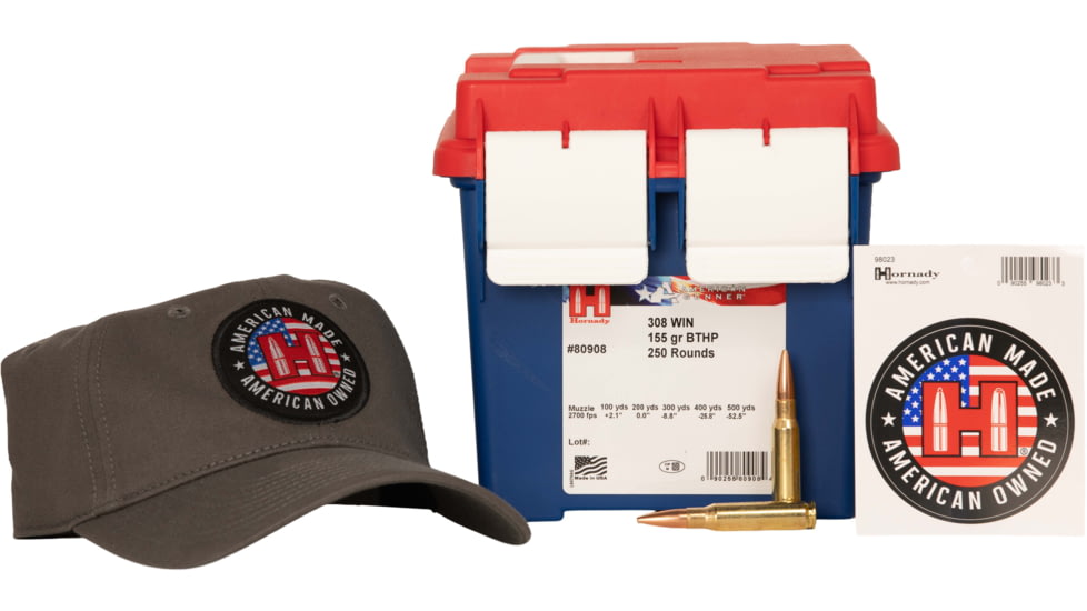 Hornady Ammo .308 Winchester 155 Grain Brass Cased Match Rifle Ammunition, 250 Round, 80908
