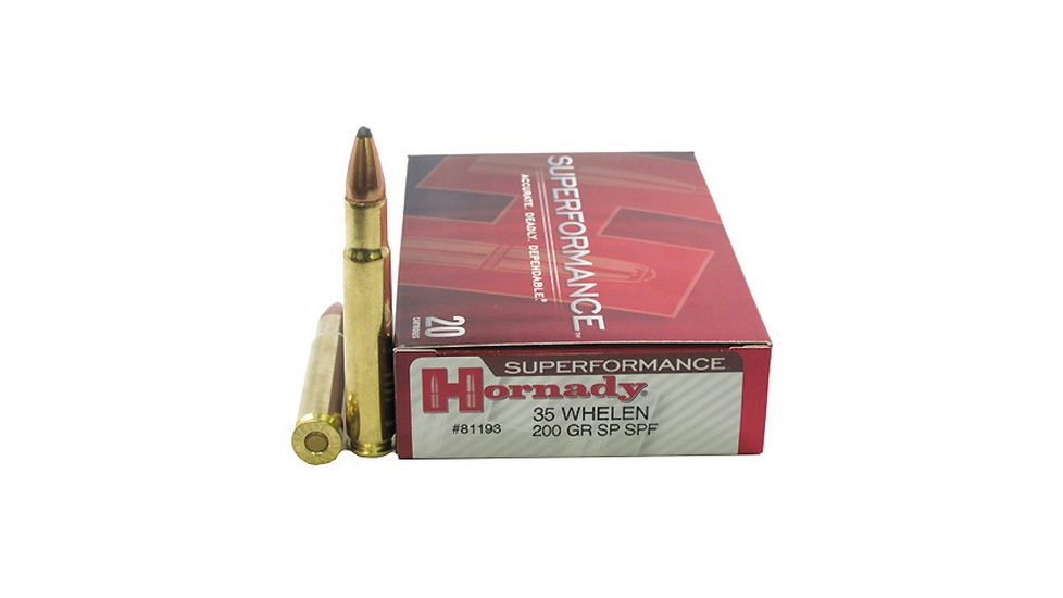Hornady Superformance .35 Whelen 200 grain Soft Point Brass Cased Centerfire Rifle Ammo, 20 Rounds, 81193