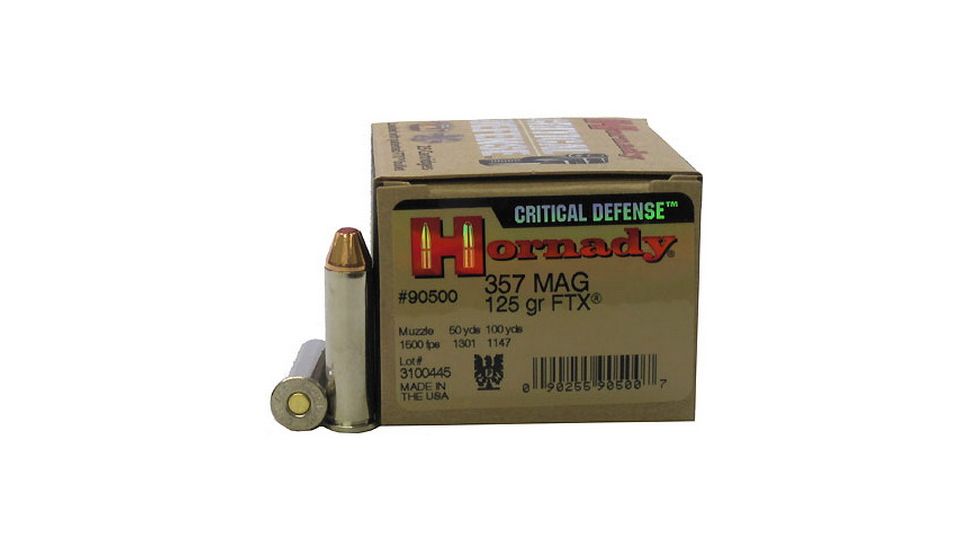 Hornady Critical Defense .357 Magnum 125 grain Flex Tip eXpanding Brass Cased Centerfire Pistol Ammo, 25 Rounds, 90500