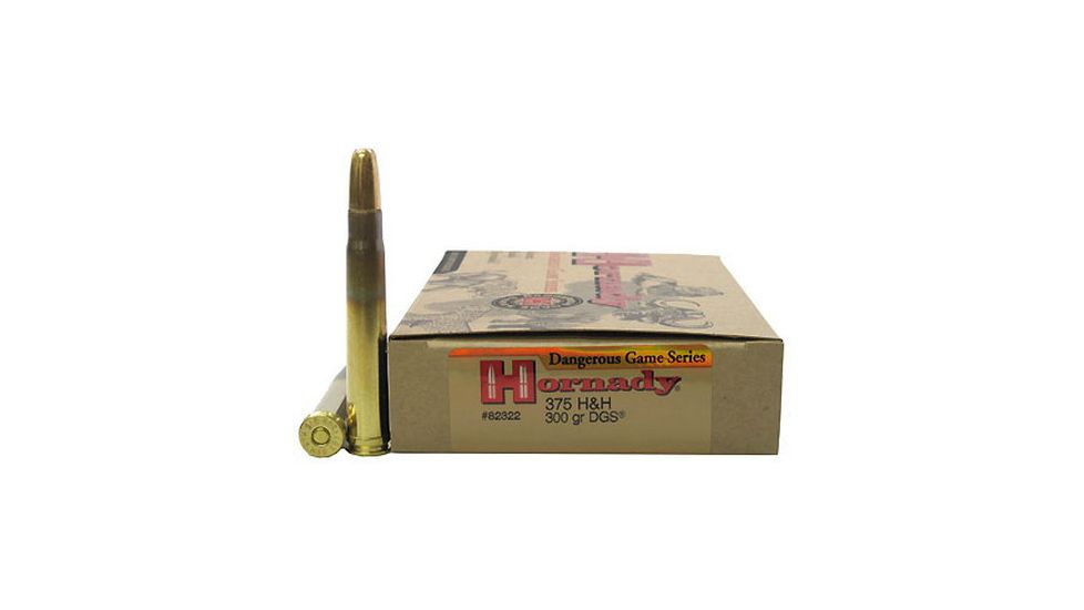 Hornady Dangerous Game .375 H&amp;H Magnum 300 grain Dangerous Game Solid Brass Cased Centerfire Rifle Ammo, 20 Rounds, 82322