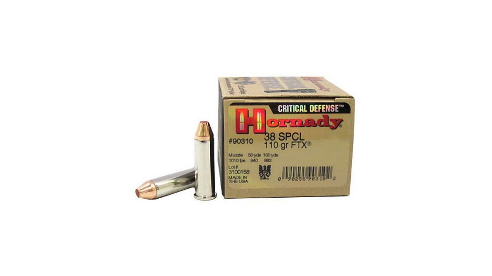 Hornady Critical Defense .38 Special 110 grain Flex Tip eXpanding Brass Cased Centerfire Pistol Ammo, 25 Rounds, 90310