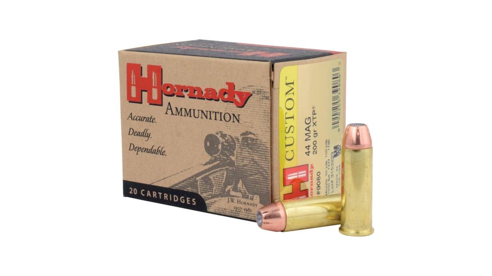 Hornady Custom .44 Magnum 200 grain eXtreme Terminal Performance Brass Cased Centerfire Pistol Ammo, 20 Rounds, 9080
