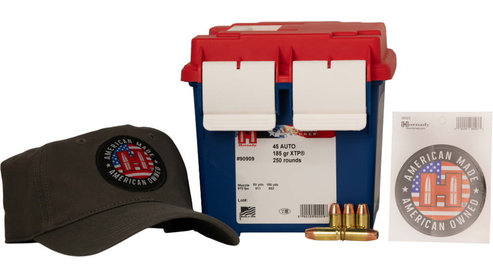 Hornady Ammo 45 Auto 185 Grain Brass Cased Hornady XTP Pistol Ammunition, 250 Round, 90909