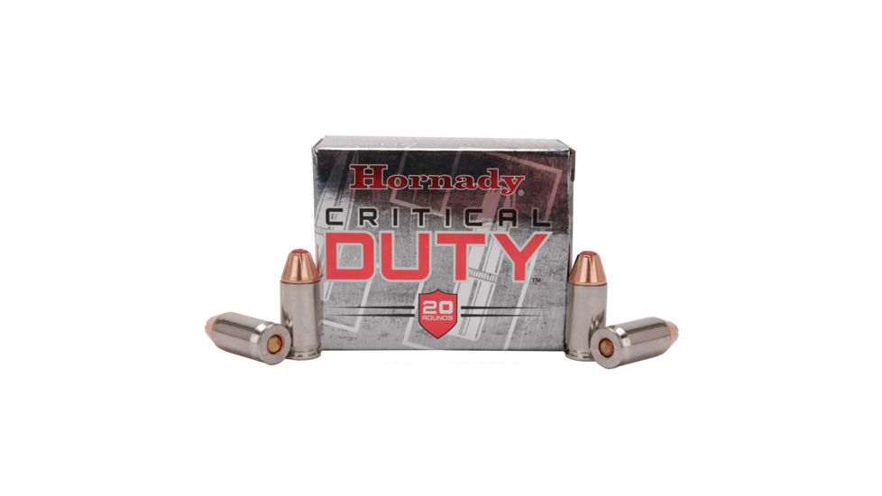 Hornady Critical Duty .45 ACP +P 220 Grain Jacketed Hollow Point Nickel Plated Brass Cased FlexLock Centerfire Pistol Ammo, 20 Rounds, 90926