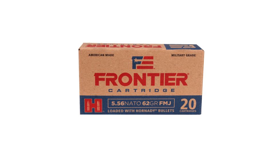 Hornady Frontier 5.56x45mm NATO 62 grain Full Metal Jacket Brass Cased Centerfire Rifle Ammo, 20 Rounds, FR260