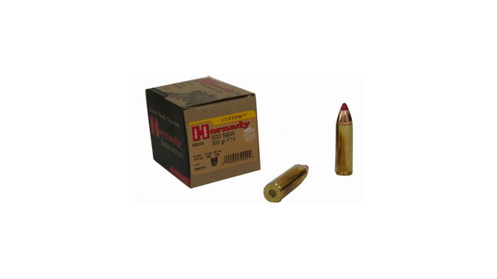 Hornady Custom .500 S&amp;W Magnum 300 grain Flex Tip eXpanding Brass Cased Centerfire Pistol Ammo, 20 Rounds, 9249