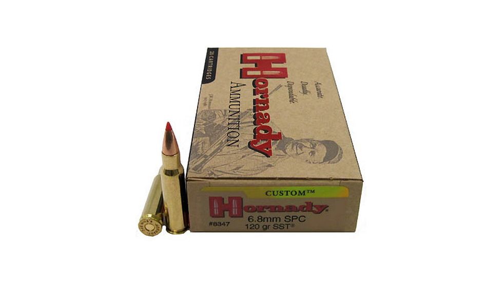 Hornady Custom 6.8mm Remington SPC 120 grain Super Shock Tip Brass Cased Centerfire Rifle Ammo, 20 Rounds, 8347