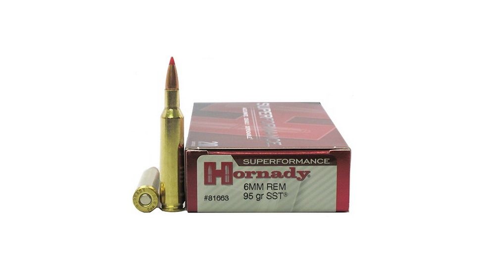 Hornady Superformance 6mm Remington 95 grain Super Shock Tip Brass Cased Centerfire Rifle Ammo, 20 Rounds, 81663