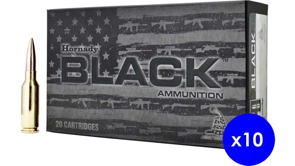 Hornady BLACK 6mm ARC 105 grain Boat-Tail Hollow Point Match Brass Cased Centerfire Rifle Ammo