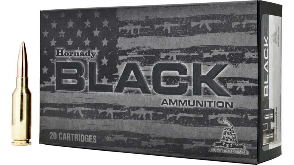 Hornady BLACK 6mm ARC 105 grain Boat-Tail Hollow Point Match Brass Cased Centerfire Rifle Ammo, 20 Rounds, 81604