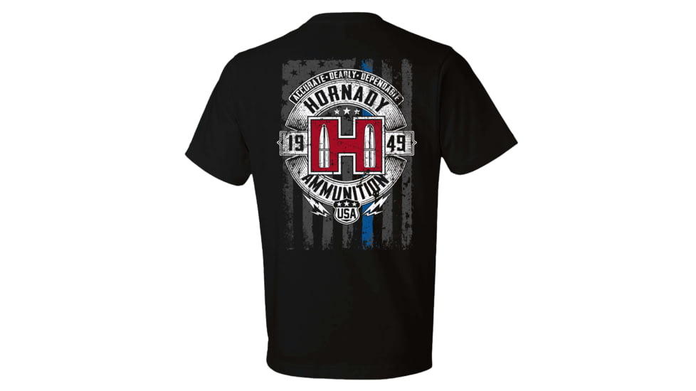 Hornady Blue Line T-Shirt - Men's, Black, Large, 30763