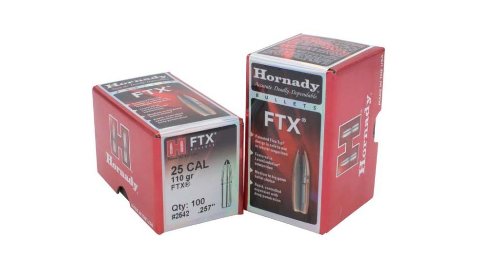 Hornady Rifle Bullets, .25 Caliber, .257, 110 grain, FTX, 100 Bullets, 2542