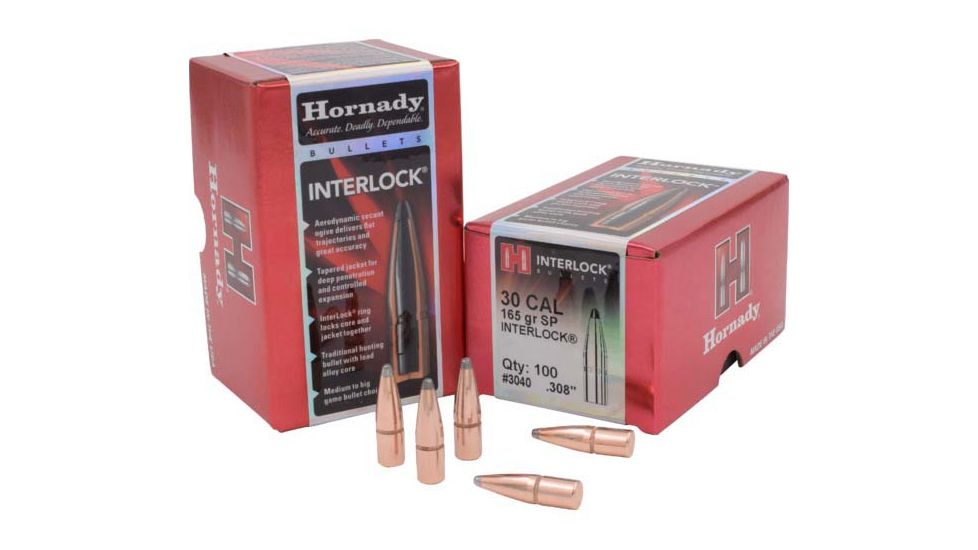 Hornady Bullets, .30 cal, 165 grain, Soft Point, 0.308 inch Diameter, 100-Rounds, 3040