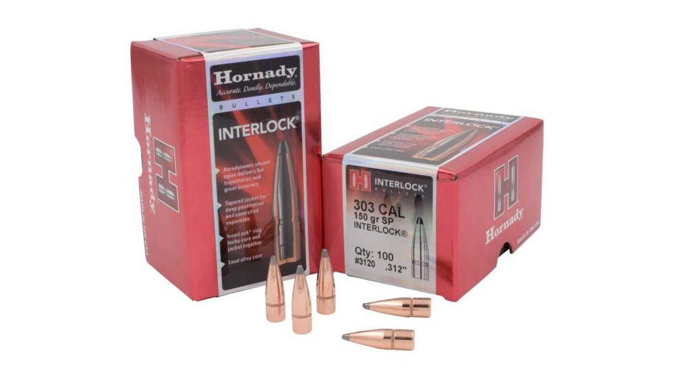 Hornady Bullets, .303 cal, 150 grain, Soft Point, 0.312 inch Diameter, 100-Rounds, 3120