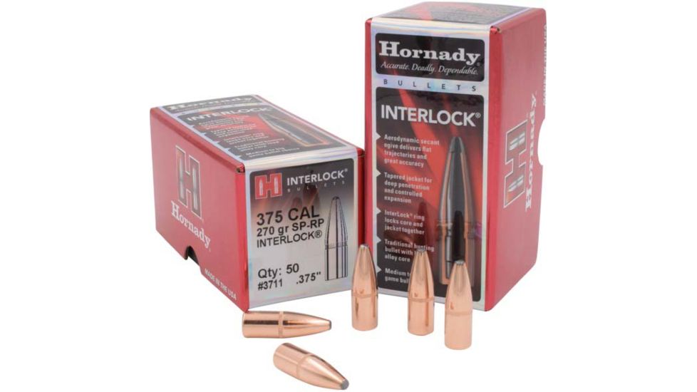 Hornady Bullets, .375 cal, 270 grain, Spire Point - Recoil Proof, 0.375 inch Diameter, 50-Rounds, 3711