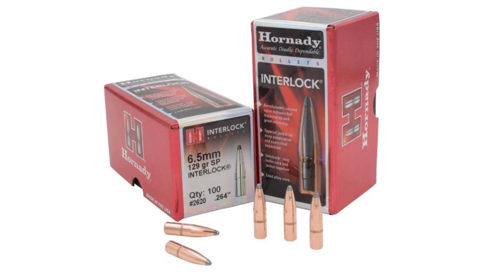 Hornady Bullets, 6.5mm, 129 grain, Soft Point, 0.264 inch Diameter, 100-Rounds, 2620