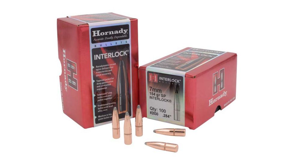 Hornady Bullets, 7mm, 154 grain, Soft Point, 0.284 inch Diameter, 100-Rounds, 2830