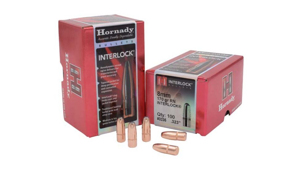 Hornady Bullets, 8mm, 170 grain, Round Nose, 0.323 inch Diameter, 100-Rounds, 3235