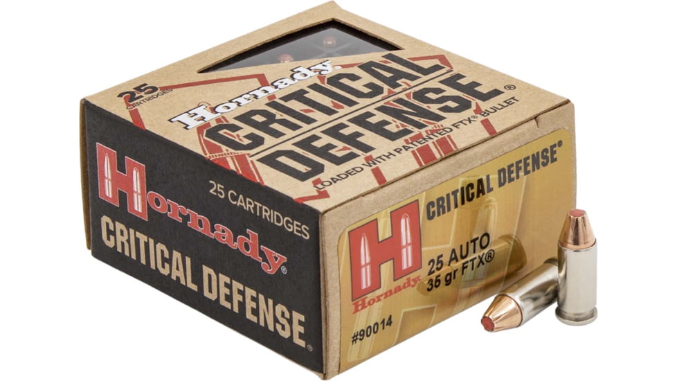 Hornady Critical Defense .25 ACP 35 grain Flex Tip eXpanding Brass Cased Centerfire Pistol Ammo, 25 Rounds, 90014