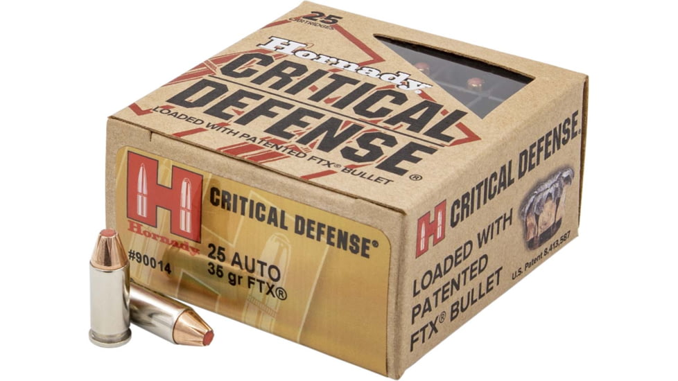 Hornady Critical Defense .25 ACP 35 grain Flex Tip eXpanding Brass Cased Centerfire Pistol Ammo, 25 Rounds, 90014