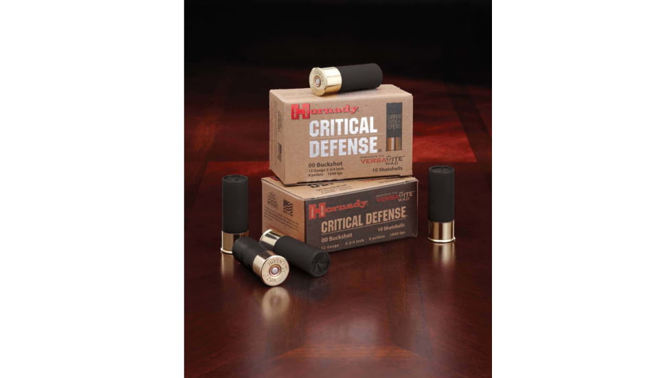 Hornady Critical Defense 12 Gauge 8 Pellet 2.75 in #00 Buck Centerfire Shotgun Buckshot Ammo, 10 Rounds, 86240