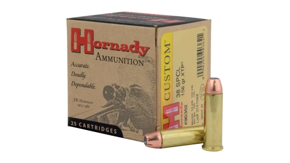 Hornady Custom .38 Special 158 grain eXtreme Terminal Performance Brass Cased Centerfire Pistol Ammo, 250 Round