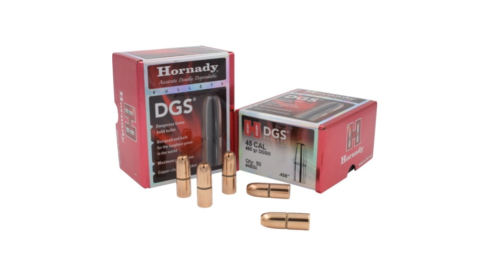 Hornady Dangerous Game eXpanding Bonded Rifle Bullets, 45 Cal .458 480 Gr Dgs, 450 Nitro Exp, 45033