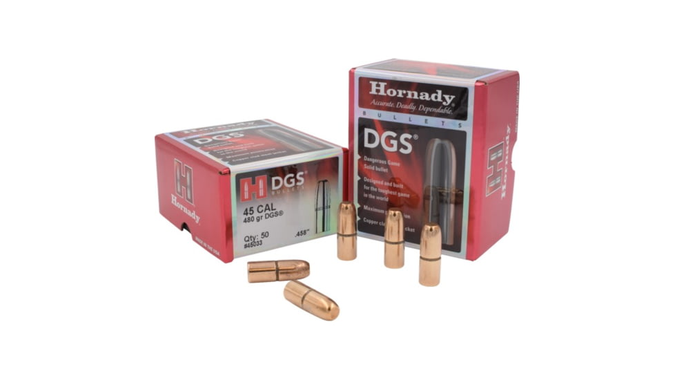 Hornady Dangerous Game eXpanding Bonded Rifle Bullets, 45 Cal .458 480 Gr Dgs, 450 Nitro Exp, 45033