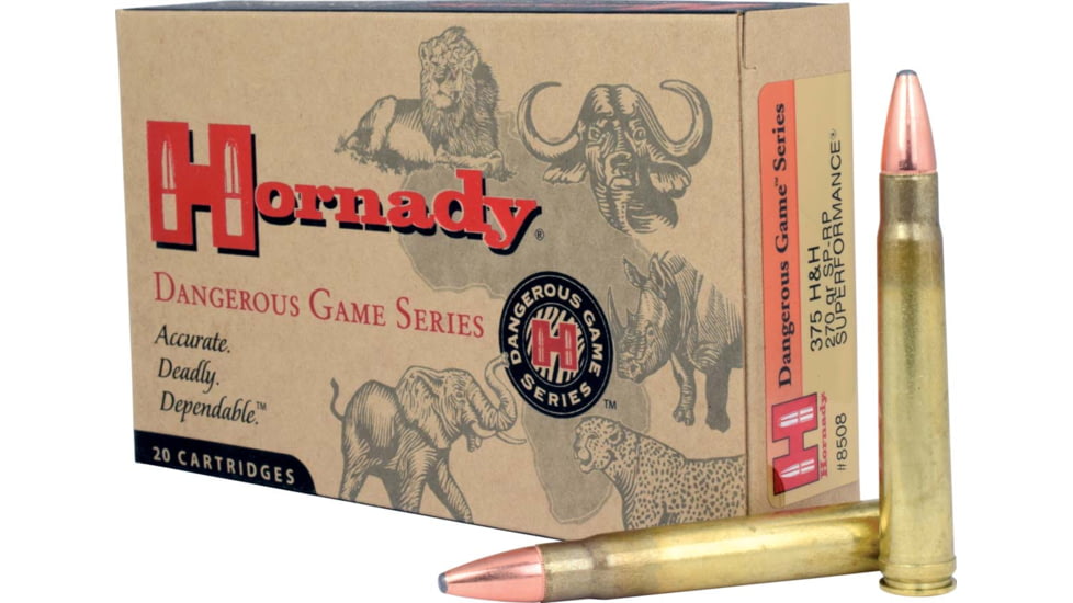 Hornady Dangerous Game .375 H&amp;H Magnum 270 grain InterLock SP - Recoil Proof Brass Cased Centerfire Rifle Ammo, 20 Rounds, 8508