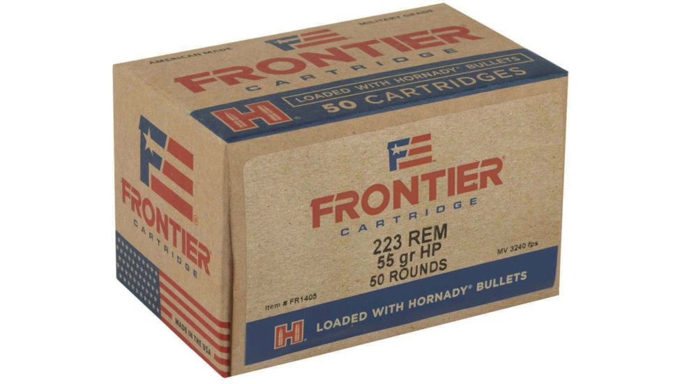 Hornady Frontier .223 Remington 55 grain Hollow Point Brass Cased Centerfire Rifle Ammo, 50 Rounds, FR1405