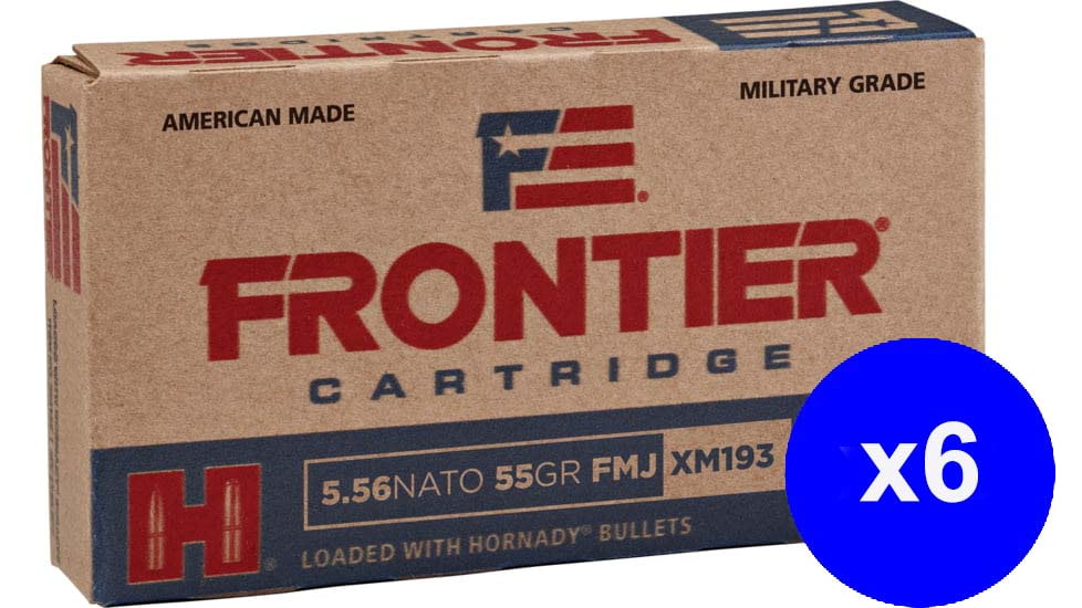 Hornady Frontier 5.56x45mm NATO 55 grain Full Metal Jacket Brass Cased Centerfire Rifle Ammo, 120 Rounds, FR200