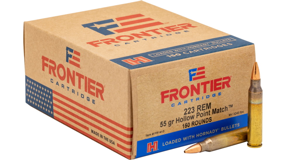 Hornady Frontier .223 Remington 55 grain Hollow Point Brass Cased Centerfire Rifle Ammo, 150 Rounds, FR1415