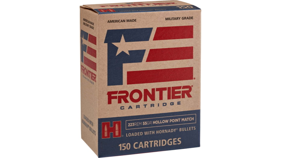 Hornady Frontier .223 Remington 55 grain Hollow Point Brass Cased Centerfire Rifle Ammo, 150 Rounds, FR1415