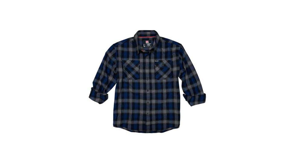 Hornady Gear Flannel Shirt - Mens, Large, Navy/Black/Gray, 32203