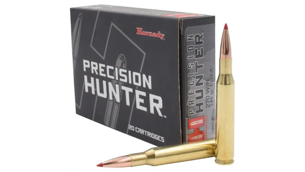 Hornady Precision Hunter .270 Winchester 145 grain Extremely Low Drag - eXpanding Brass Cased Centerfire Rifle Ammo, 200 Round