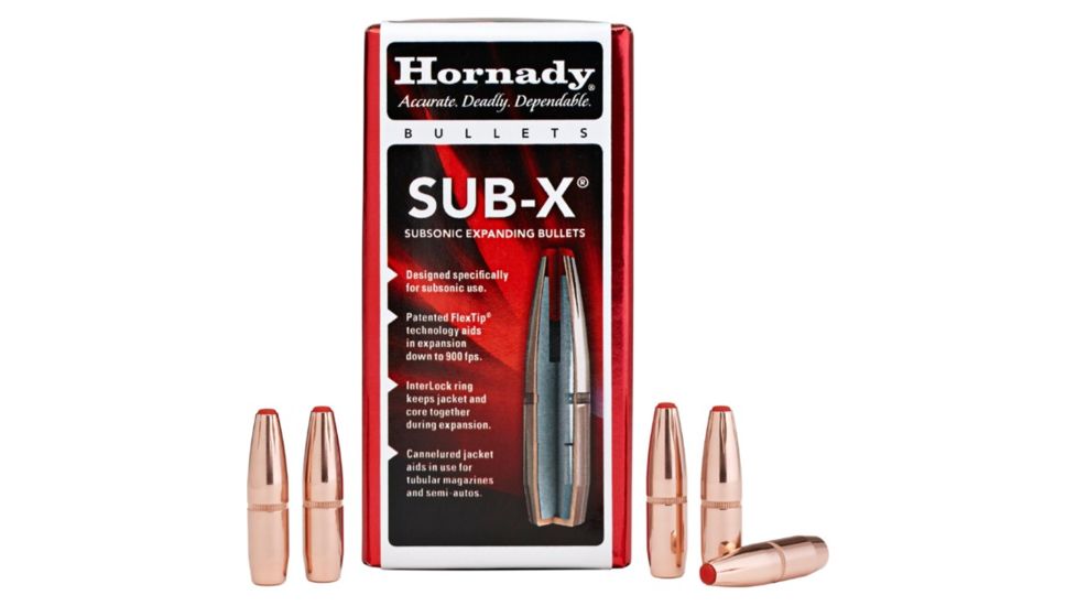 Hornady Sub-X Rifle Bullet, 30 Cal, .308, 190gr, 30730