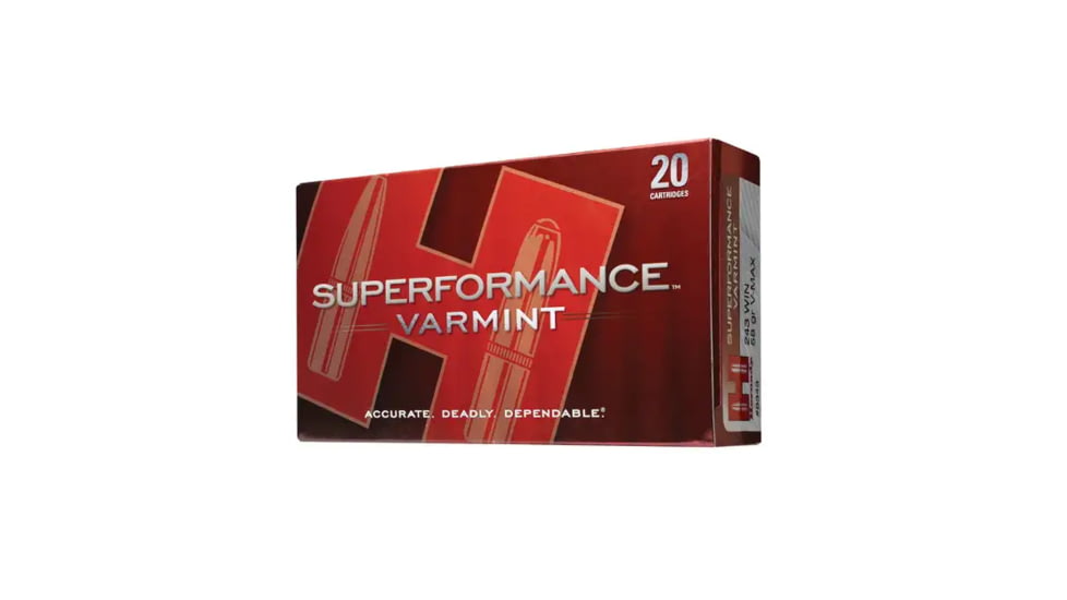 Hornady Superformance 243 Wssm 75 Grain V-Max Brass Cased Rifle Ammo, 20 Rounds, 80411