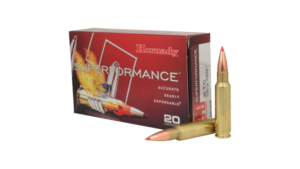 Hornady Superformance .30 TC Caliber, 150 Grain, GMX, Brass Cased Centerfire Rifle Ammo, 20 Rounds, 81006
