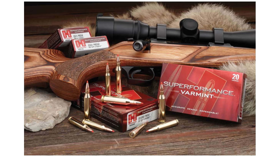 Hornady Superformance .223 Remington 53 grain V-MAX Brass Cased Centerfire Rifle Ammo, 20 Rounds, 8025